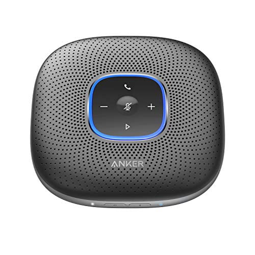 Anker PowerConf Haut-Parleur Bluetooth, 6 Micros, Prise Vocale Améliorée, Temps d'Appel 24 H, Bluetooth 5, USB-C, Haut-Parleur de Conférence Bluetooth Certifié Zoom, Compatible avec les Principales Plateformes pour la Maison et le Bureau