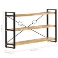 thumbnail image 4 of vidaXL 3-Tier Industrial Adult Bookcase - 140x30x80 cm - Solid Mango Wood, 4 of 5