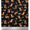 thumbnail image 1 of Soimoi Black Cotton Poplin Fabric Insect & Cat Animal Print Sewing Fabric BTY 56 Inch Wide, 1 of 3