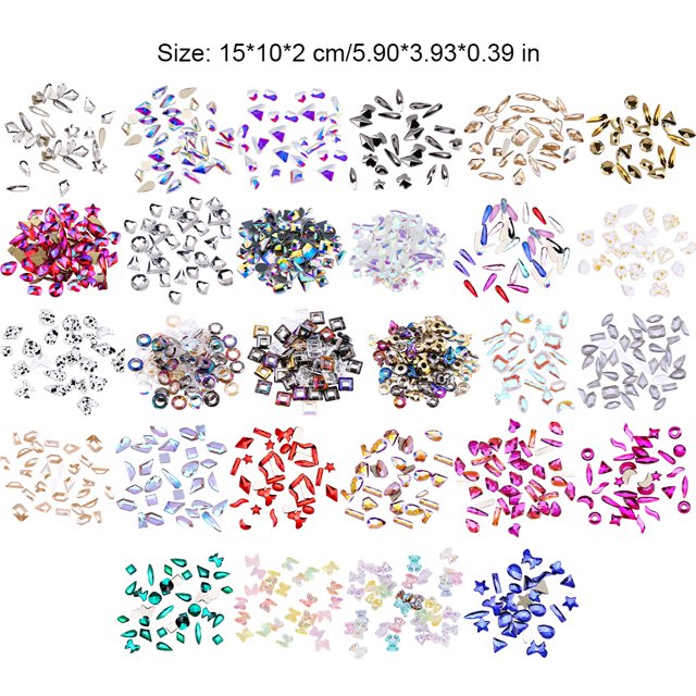 stanreset 50 Pieces Glass Crystal Set Gem Glitter Personalized 3D Tips Decoration Art Rhinestones Manicure Accessories Wedding Dress White AB
