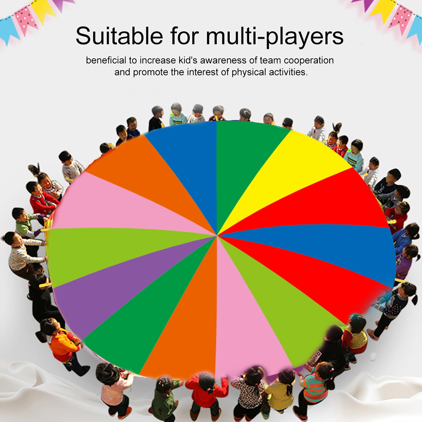 Parachute Coloré 2m Ou 3m Avec Poignées - Jeu D'équipe Pour Enfants - Développe La Coopération Et La Motricité