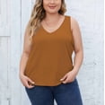 thumbnail image 2 of Timegard Womens Plus Size Tank Tops Ribbed V-Neck Comfy Casual Loose Shirt Top Basic Tee Blouse Undershirts, 2 of 7
