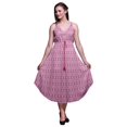 thumbnail image 1 of Bimba Robe Midi Imprimée Teinture sur Nœuds pour Femmes Été Col en V Tenue de Vacances-TTG, 1 of 1
