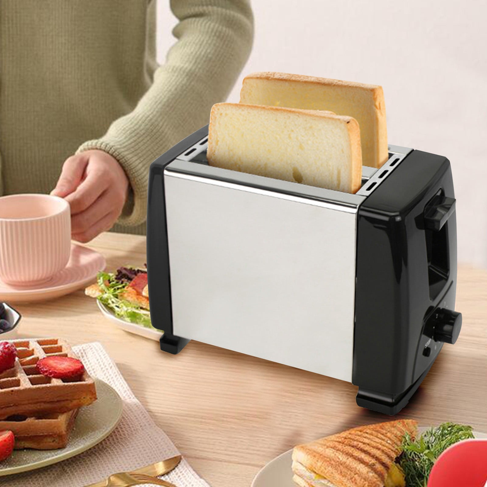 ABPWLY Extended Double Sided Heated Toaster 2 Slices Wide Slot 800W Multifunction Toaster with Removable Crumb Tray 7 Bread Settings Clearance Home and Kitchen Canada Days Kitchen Decor