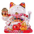 thumbnail image 1 of 7Inch Ceramic Beckoning Cat Maneki Neko Ornament Feng Shui Decoration Swing Lucky Cat,B, 1 of 10