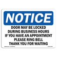 thumbnail image 1 of SignMission OS-NS-D-35-L-11496 OSHA Notice Sign - Porte Peut Tre Verrouillée pendant les Heures d'Ouverture, 1 of 1