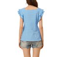 thumbnail image 3 of INSPIRE CHIC Women's Gingham Tops Square Neck Ruffle Cap Sleeves Summer Blouse XL Blue, 3 of 6