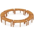 thumbnail image 1 of Costway 7 PCS Outdoor Curved Bench with Slatted Seat Wrap Around Tree Bench 2-Person Seating, 1 of 10