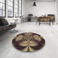 thumbnail image 4 of Ahgly Company Tapis d'Intérieur Ronds Transitionnels Lavables à la Machine, Bourgogne Brun, 5 Pieds Rond, 4 of 7
