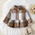 thumbnail image 2 of Girls Coats & Jackets Toddler Long Sleeve Plaid Prints Ruffles Brown Girls Fall Tops ,4-5 Years, 2 of 6