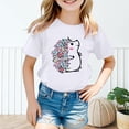 thumbnail image 2 of PMVFHDE Hauts pour Filles T-Shirts pour Filles T-Shirts Graphiques T-Shirts pour Fille Hauts d'Été Tendance pour Filles Hauts d'Été pour Fille T-Shirt Graphique Mignon pour Fille Col Rond Manches Courtes T-Shirt d'Été Blanc, 3-4 Ans, 2 of 5