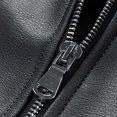 thumbnail image 4 of Pisexur Leather Jacket Men Man Solid Color Leisure Time Zipper Pocket Flip Collar Long Sleeves Leather Jacket Motorcycle Jacket, 4 of 8