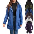 thumbnail image 1 of Sentmoon Winter Coats Plus Size Hooded Neck Long Sleeve Women Jacket Winter Zipper Solid Color Windproof Waterproof Fall Clothes Women with Pockets Fall and Winter for Climbing and Hiking, 1 of 8