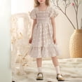 thumbnail image 1 of Robe pour Fillette à Manches Volantées, Robes de Printemps pour Filles, Robes Trapèze Smockées pour Filles, Robe de Fête pour Tout-Petits, 1 of 4