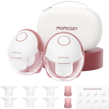 Momcozy Breast Pumps Hands Free Mobile Style | M6, Wearable Breastfeeding Pump Ideal Rhythm for More Milk, DoubleFit Flange More Fit & Discreet, 24mm, Volume Capacity 180ml. (Cozy Red, 2 Count)