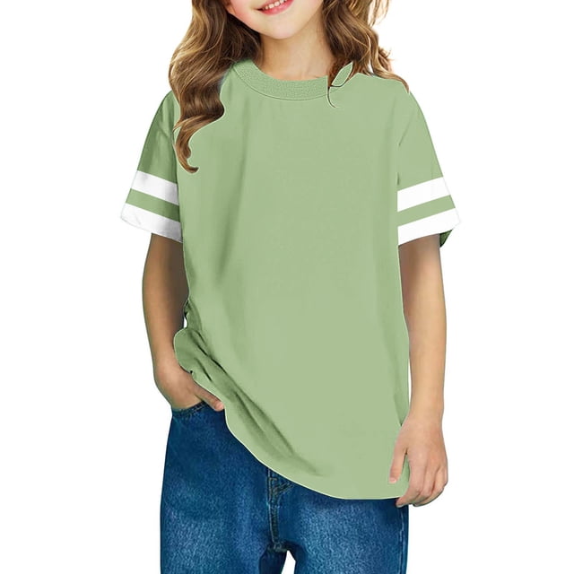 RXIRUCGD 2025 Vêtements d'Été pour Enfants, T-shirt à Rayures pour Garçons et Filles, Mode Mignon, Col Rond, Manches Courtes