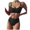 thumbnail image 2 of CEHVOM Women Bikini U-Neck Hollow Out Two-Piece Solid Swimwear Swimsuit Beachwear Set, 2 of 6