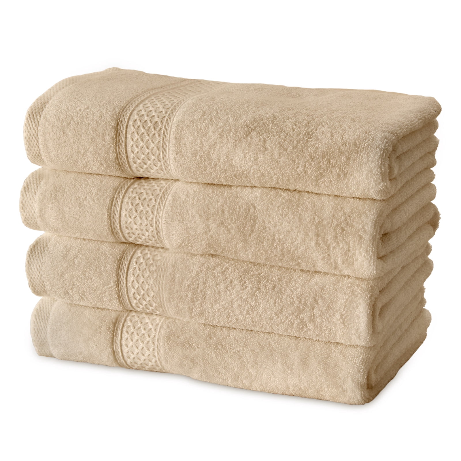 Gogreen 100% Cotton Bath Towel Sets of 4 Pieces, 4 Bath Towel, Highly Absorbent Towels for Bathroom, Gym, Hotel (Beige)