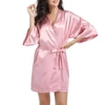thumbnail image 2 of Tqcoqu Women Hot Fix Casual Solid Color Simulated Silk Home Clothing Robes, 2 of 6