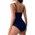 thumbnail image 4 of UPPADA Womens One Piece Swimsuits Athletic Training Swimwear Plus Size Bathing Suits Ruched Color Block Print Swimsuits Criss-Cross Back Crew Neck Athletic Training Swimwear Clearance Navy,L, 4 of 5