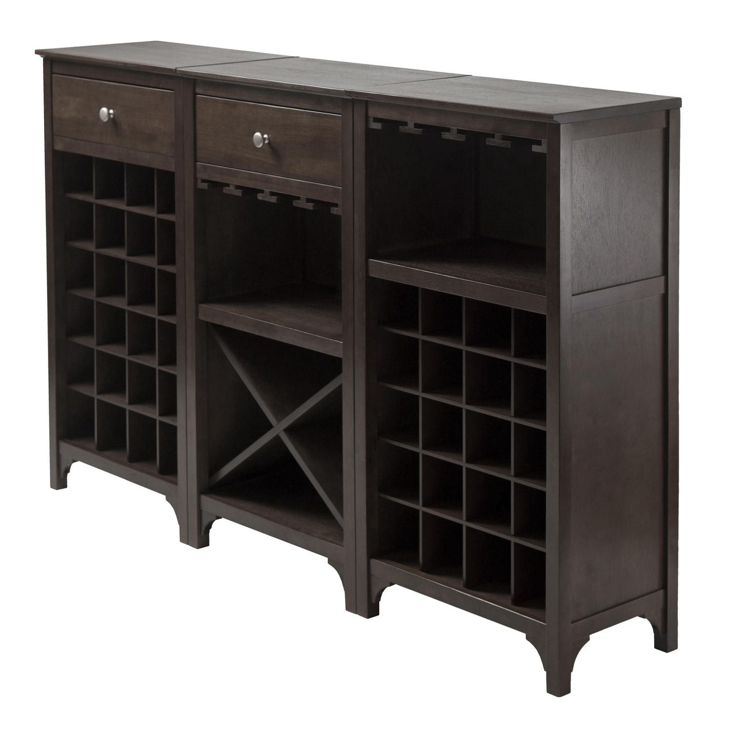 Winsome Ancona 3-Piece Wine Cabinet Modular Set in Espresso Finish - 92367