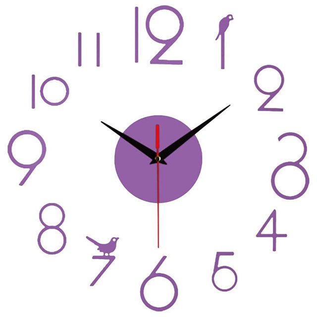 Lefu 3D Frameless Wall Clock, Silent DIY Wall Clock Number Wall Stickers Home Decor