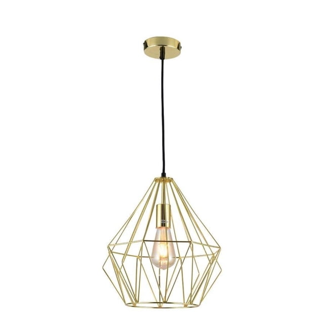 Xtricity Suspension de la Collection Sterling, Luminaire Suspendu Géométrique Doré de 11,81 Po de Large avec Ampoule E26 Exposée. Comprend un Cordon Ajustable de 150 cm pour une installation Facile. Convient à l'Éclairage Suspendu dans les Espaces Intérieurs Modernes et Élégants, Souvent Utilisé pour Rehausser la Déco de la Salle à Manger Ou du Salon.
