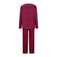 thumbnail image 5 of Timegard Pajamas Sets for Women 2 Piece Stripted Long Sleeve V Neck Ruched Top and Pants Fall Pjs Outfits, 5 of 5
