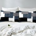 thumbnail image 3 of YST Black White Striped Bed Sheets Full,Navy Blue Leopard Pattern Fitted Sheet,Geometric Bed Set,Modern Square Bedding Set with 2 Pillowcases Wrinkle Free,no Top Sheet（No Top Sheet）, 3 of 5