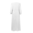 thumbnail image 5 of Plus Size Dresses Chiffon V Neck Long Sleeves Pleated A Line Midi Length Sun Dress White M, 5 of 5