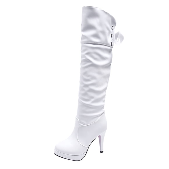 WEAIXIMIUNG Womens Winter Boots Wide Fit Ladies and Knee Boots High Heeled Shoes Leather Boots for Women