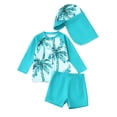 thumbnail image 1 of TOOYOU Baby Boys Swimsuit Swimwear Set Tropical Print Swim Trunks Rash Guard Hat 3 Piece Outfit For Beach Pool Practical And Durable Bathing Suit For Child Size 3-6 Months,Sky Blue, 1 of 6