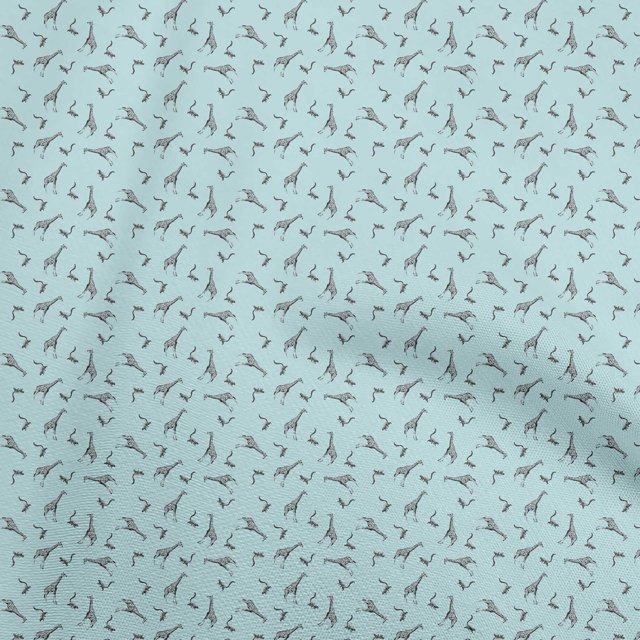 oneOone Rayon Light Blue Fabric Giraffe Craft Projects Decor Fabric Printed By The Yard 56 Inch Wide