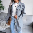 thumbnail image 2 of IROINID Women's Mid-Length Woolen Jacket Solid Color Long Sleeve Comfy Autumn And Winter Single-breasted Woolen Coat, Gray, 2 of 6