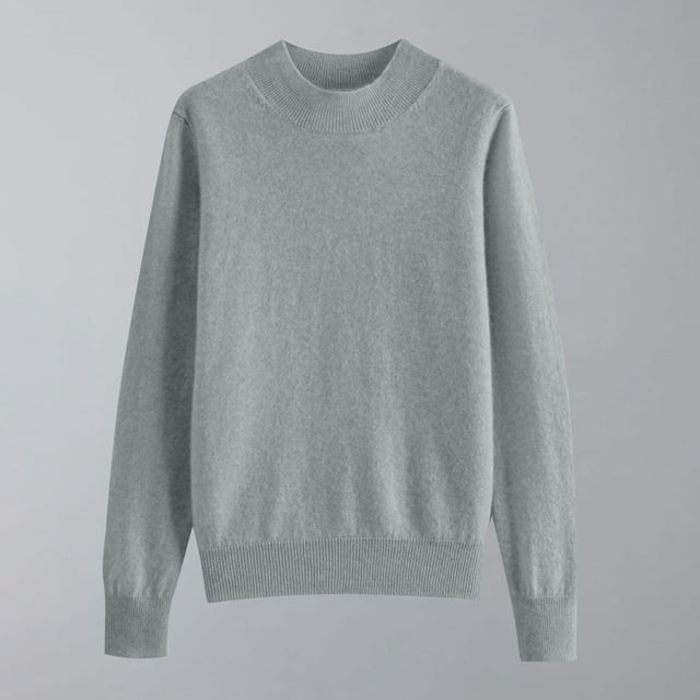 VgaVtl Ladies Sweaters Cotton Long Sleeve Womens Fall Sweaters Knit Layering Relaxed Fit Green Solid Color Sweaters