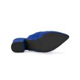thumbnail image 3 of BLISSFUL STEP Women's Shoes Buckle Strap Pointed Toe Chunky Heel PU Vamp Mule Shoes Blue 11, 3 of 8