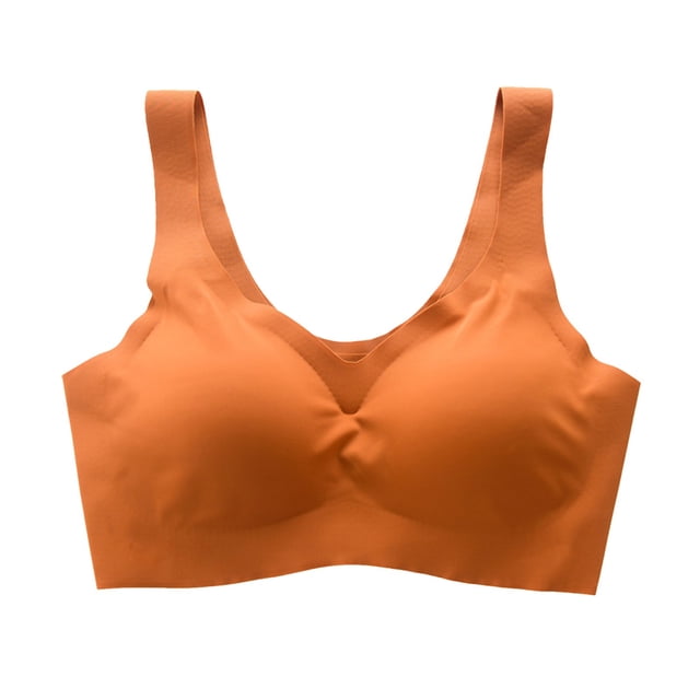B91xZ Soft Touch Breathe Bralette Seamless Rib Triangle Bralette,Orange S