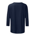 thumbnail image 4 of Hauts à Manches 3/4 pour Femmes Mode pour Femmes T-Shirt Uni Ample Mi-Long Blouse à Manches 3/4 Col Rond Hauts Décontractés T-Shirts en Coton Femmes T-Shirts pour Femmes Mode, 4 of 5
