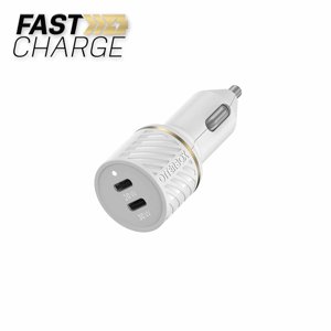 OtterBox Double USB Chargeur de voiture Premium à recharge rapide 30W + Livraison d'électricité 20W Chargeurs de voitures blancs