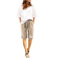 thumbnail image 2 of Aqestyerly Pantalon Capri en Coton et Lin Imprimé d'Été pour Femme, Tenue Décontractée, Très Grand, 2 of 6