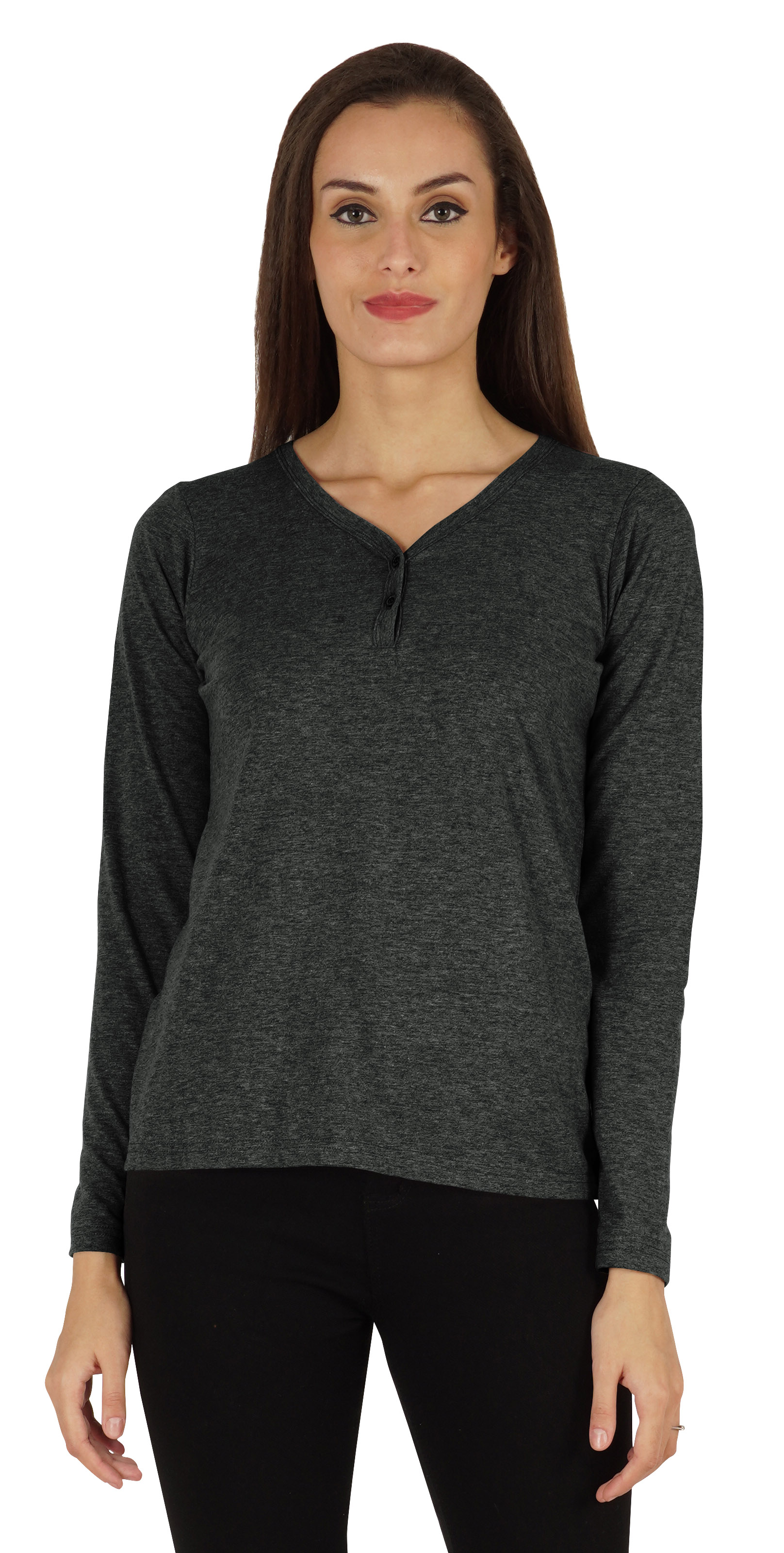 Inkmeso T-shirt Henley Uni à Boutons pour Femmes Décontracté Basique à Manches Longues T-shirts