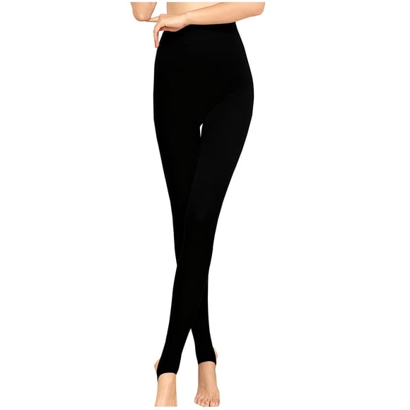 Jalioing Women's High Waist Tights Thermal Fleece Lined Opaque Pantyhose Stirrup Footed Legging Tights