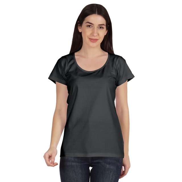 Inkmeso T-Shirt Basique à Encolure Dégagée Décontracté à Manches Courtes en Coton Uni T-Shirt Haut pour Femmes
