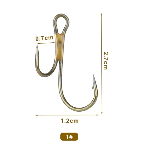 Bgsha 20pcs Double Fishing Hook High Steel Golden Barbed Hook Zander Fishhooks