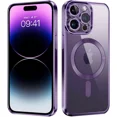 thumbnail image 1 of For Apple iPhone 16 Pro Magnetic Case with HaloLock Shockproof Protective Electroplating Clear Cover - Purple, 1 of 5