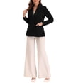 thumbnail image 2 of INSPIRE CHIC Women's Jacket Notched Lapel Double Breasted Padded Shoulder Blazer S Black-Solid, 2 of 6
