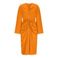 thumbnail image 4 of cfhntfmh Robes Décontractées pour Femmes Élégantes à Col Manches Longues Chemises Boutonnées Robe Mode Ceinturée Longueur Midi, 4 of 6