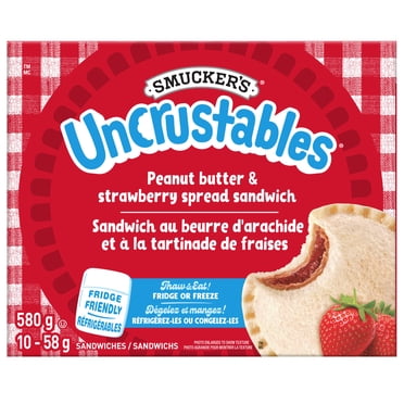 Smucker's Uncrustables Peanut Butter and Strawberry Spread Sandwich, Frozen, 58g, Pack of 10