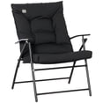 thumbnail image 1 of Foldable Lounge Chair, Fabric Upholstered Recliner with Armrest, Black, 1 of 10