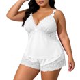 thumbnail image 2 of Jovati Ensembles de Vêtements de Nuit pour Femmes, Camisole en Dentelle à Bretelles Spaghetti à Col en V avec Shorts en Satin Assortis, Coupe Décontractée, Fermeture à Enfiler, Tissu à Séchage Rapide, Tenue d'Intérieur pour Toutes les Saisons, 2 of 9